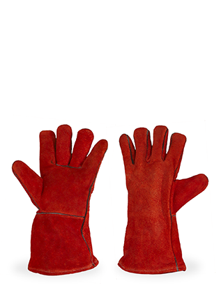 Par Guantes de Soldar Rojo Mango Largo